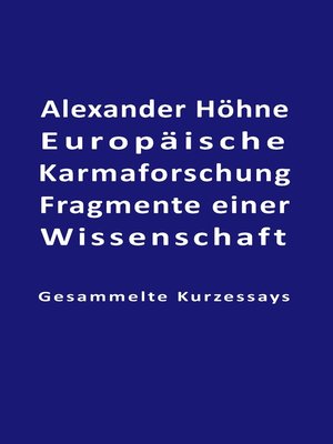 cover image of Europäische Karmaforschung